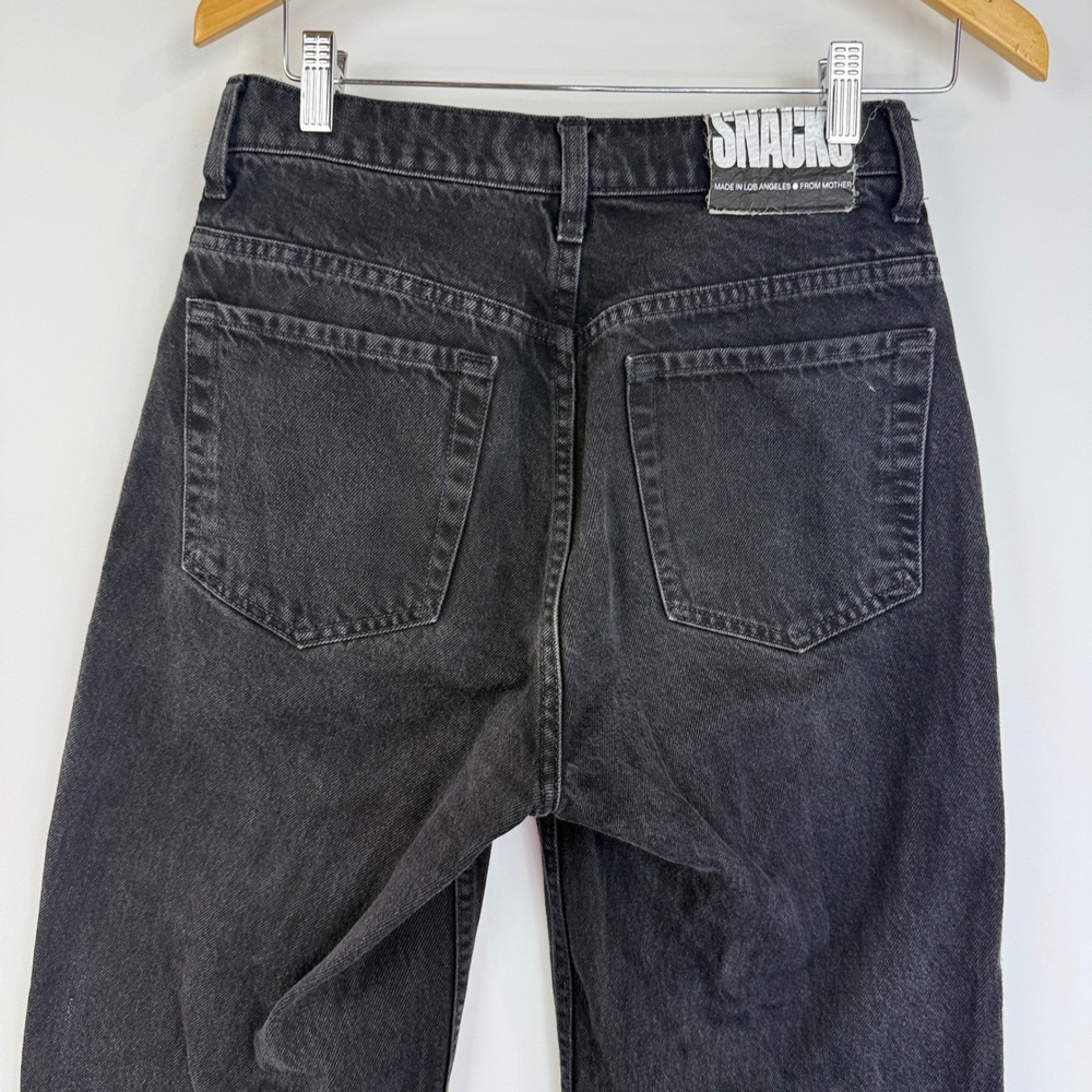 Mother Snacks Jeans Womens 28 Black HW Double Stack Hover Straight Leg - Picture 7 of 16